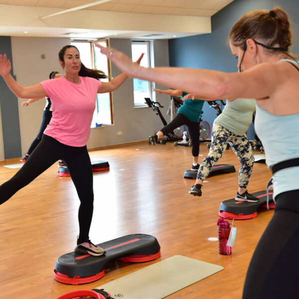 A group exercise class in action